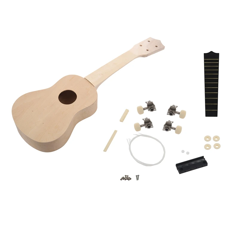 

21inch White Wooden Ukulele Soprano Hawaiian Guitar Uke Kit Musical Instrument DIY