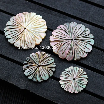 

50pcs/lot 24mm - 40mm Natural Black Flower Mother of Pearl shell for DIY Jewelry Sunflower MOP Pearl shell For Earrings