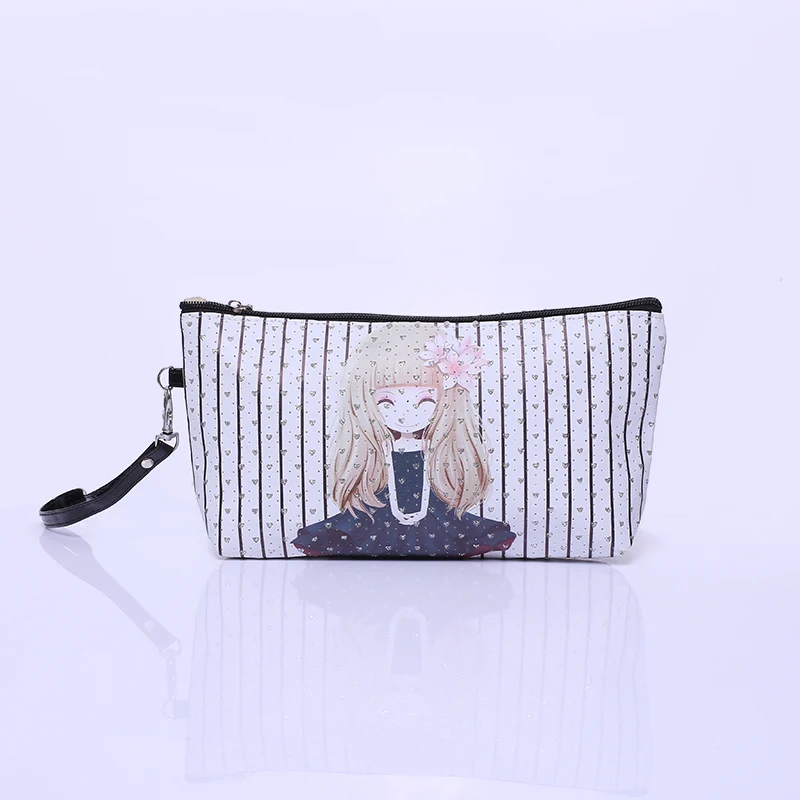 Qzh мультфильм печатных Женская сумочка для косметики из искусственной кожи милые косметические сумки для путешествий дамская сумка на молнии женская косметичка макияж