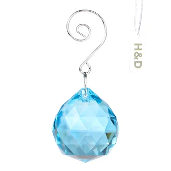 

5PC/Lot 40mm Sapphire Blue Crystal Lighting Ball Hanging Pendants Pointed Prisms Bead Chandelier Parts Ornaments Wedding Decor