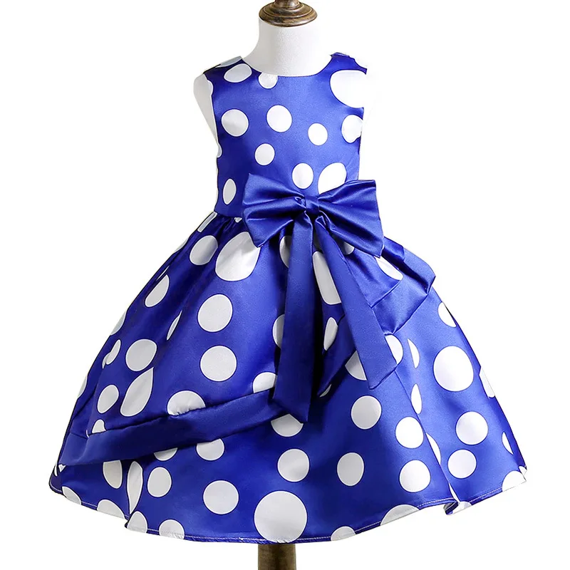 

2019 Summer Princess Girl Costume Children's Dress Polka Dots Sweet Holiday Dress For Girls Baby Bridesmaid Dresses