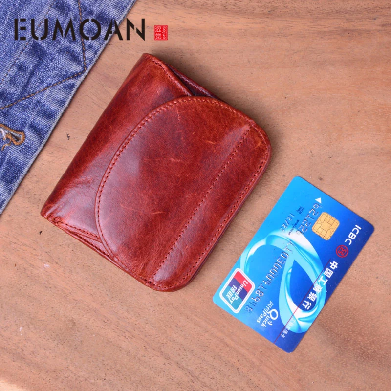 

EUMOAN Original retro handmade leather short wallet leather small men and women vertical wallet old card package youth thin sect