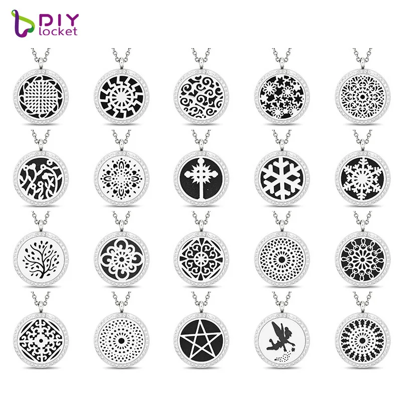 

30mm Stainless Steel Crystal Essential Oil Diffuser Jewelry With Rhinestones Aromatherapy Pendants Wholesale With ChainAB141-160