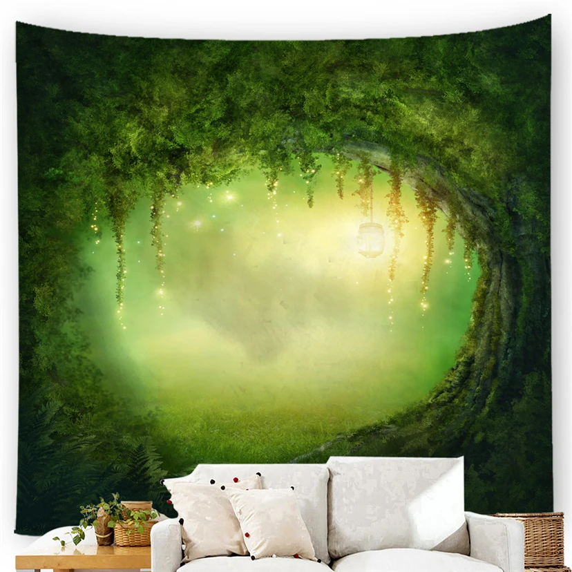 

Scenic Tapestry Printed Home Decor Wall Hanging Living Room Hanging Tapestry Fairy tale tree hole Scenic Decor Carpet New1616