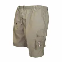 Мужские шорты-карго размера плюс, летние, с несколькими карманами, однотонные, на шнурке, свободные, повседневные, до колен, пляжные, военные, спортивные штаны, S-3XL