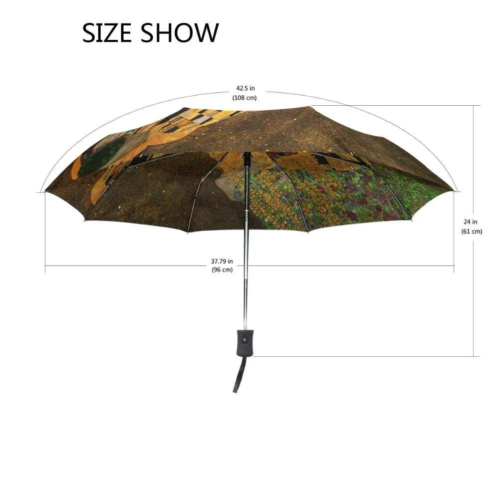 Gustav Klimt-paraguas plegable de pintura al para mujer, 3 pliegues, automático, fácil de llevar, para lluvia - AliExpress Hogar y jardín