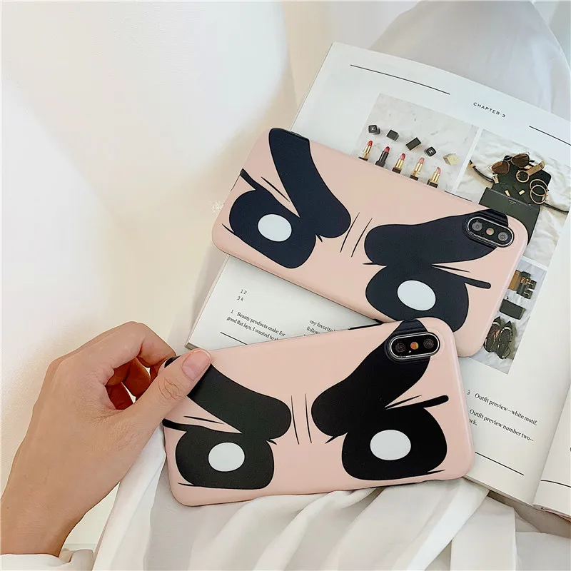 

Lovely amusing Cartoon Crayon Shin-chan brow Phone Case for iphone Xs Max XR X 8 7 Plus 6S 6 Plus glossy Soft shell Back Cover