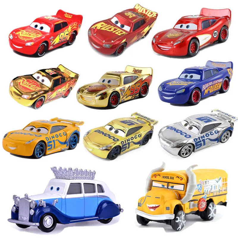 

New Disney Pixar Sedan 3 McQueen Queen's Bulldozer Fritra Mires 1:55 Die Cast Metal Alloy Model Toy Car Children's Gifts