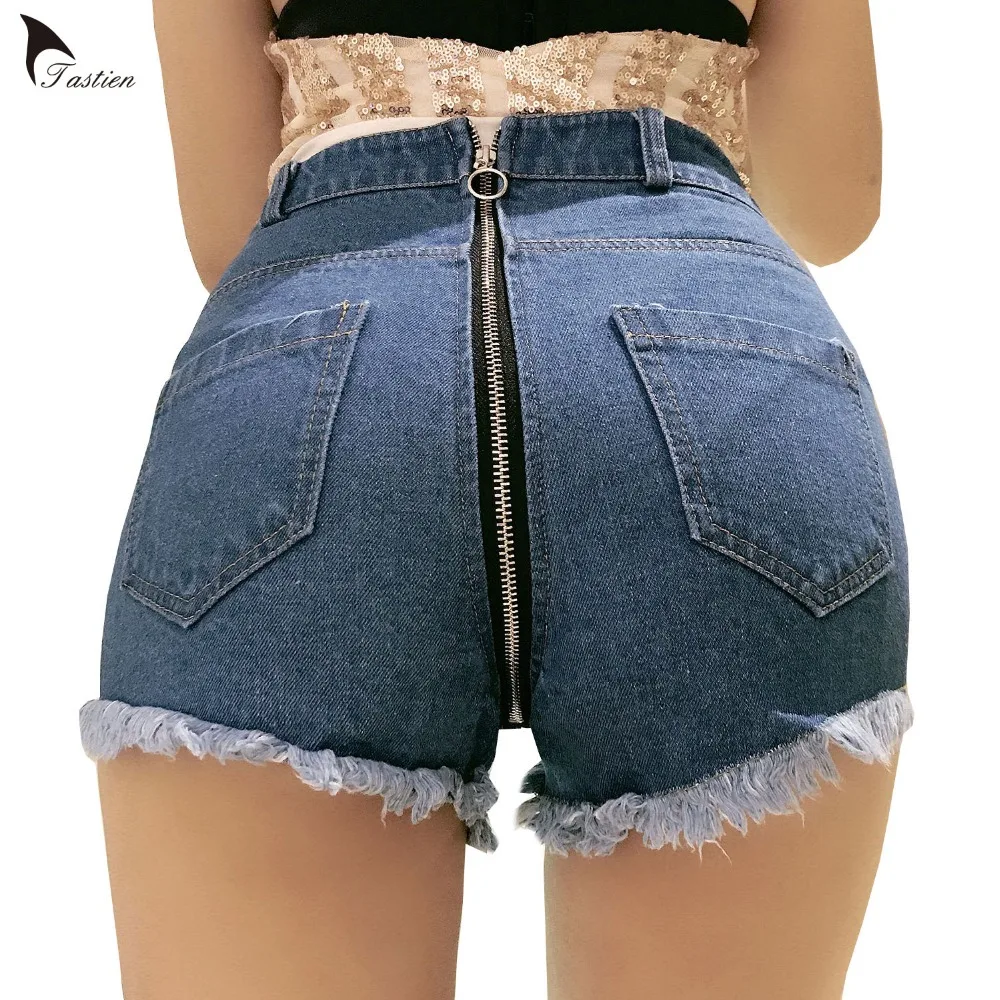 TASTIEN/Джинсовые шорты Для женщин сексуальное с завышенной талией шорты летние микро мини-джинсы Повседневное Винтаж Booty Молния Fly женские