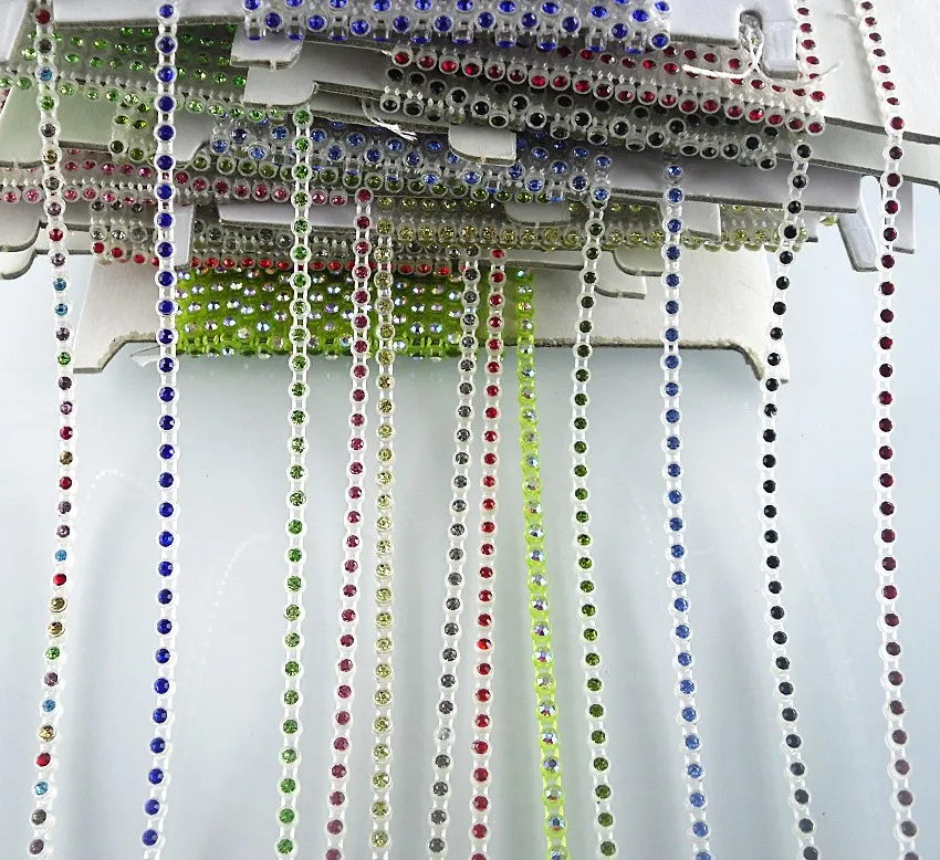 

SS6 A grade crystal glass 2mm rhinestones clear plastic cup garment shoes hat wedding decorations appliue banding chain 2yard
