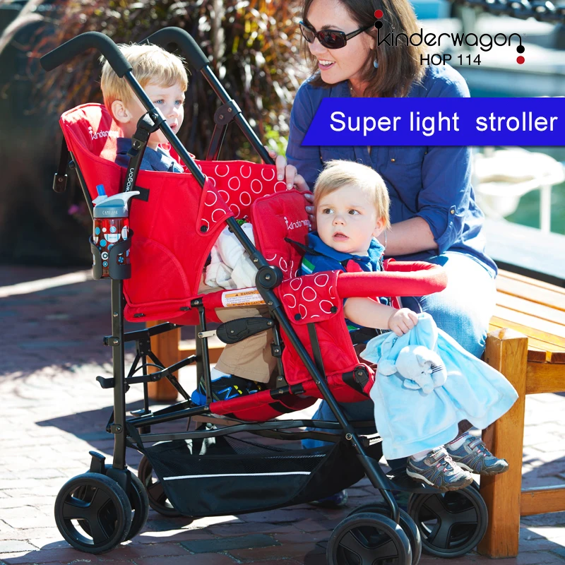 Kinderwagon коляска для близнецов, детская коляска с двойным зонтиком, автомобильный светильник, складной велосипед