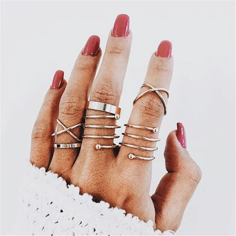 docona Vintage Antique Geometric Knuckle Ring Set for Women Rhinestone Midi Rings Set Party Jewelry Anillos Accessories - Image 5