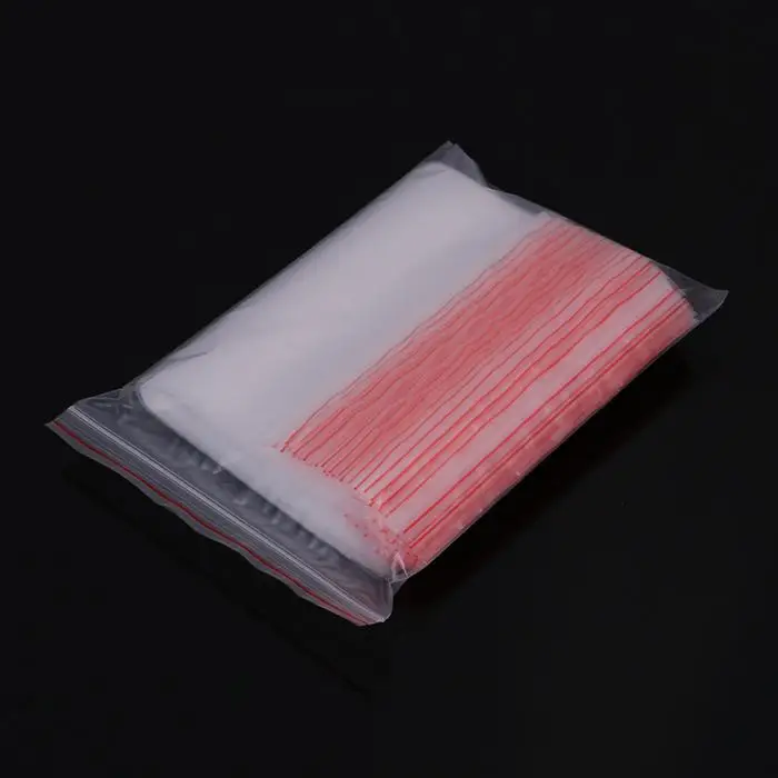100 шт прозрачный герметичный мешок 0,12 мм с застежкой-молнией и замком на молнии, фиксируемый пластик толщина 899