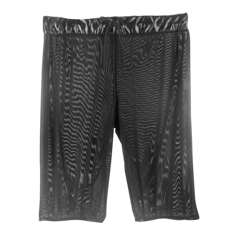 Men shorts 2018 Brand Fashion casual shorts Breathable Faux Leather Patchwork Mesh Black Casual solid Drawstring Men Shorts