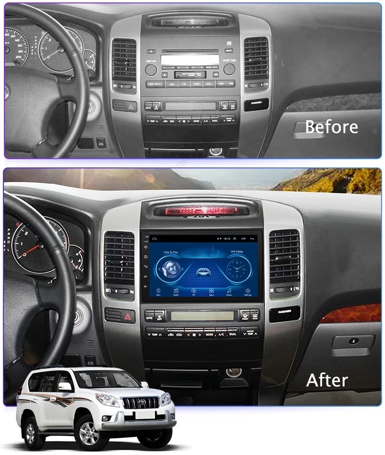 Ectwodvd 9 дюймов Andriod 8 1 Автомобильный gps навигация для Toyota Prado 2004 2009 DVD Мультимедийная