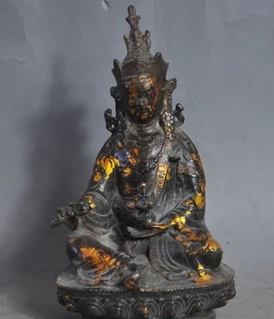 

7" old tibet buddhism Joss bronze gilt Padmasambhava Guru Rinpoche buddha statue