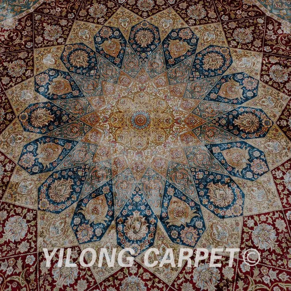 Yilong 9'x9' турецкий круглый шелковые ковры ручной работы изысканный Тебриз oriental круглый ковер (1597)