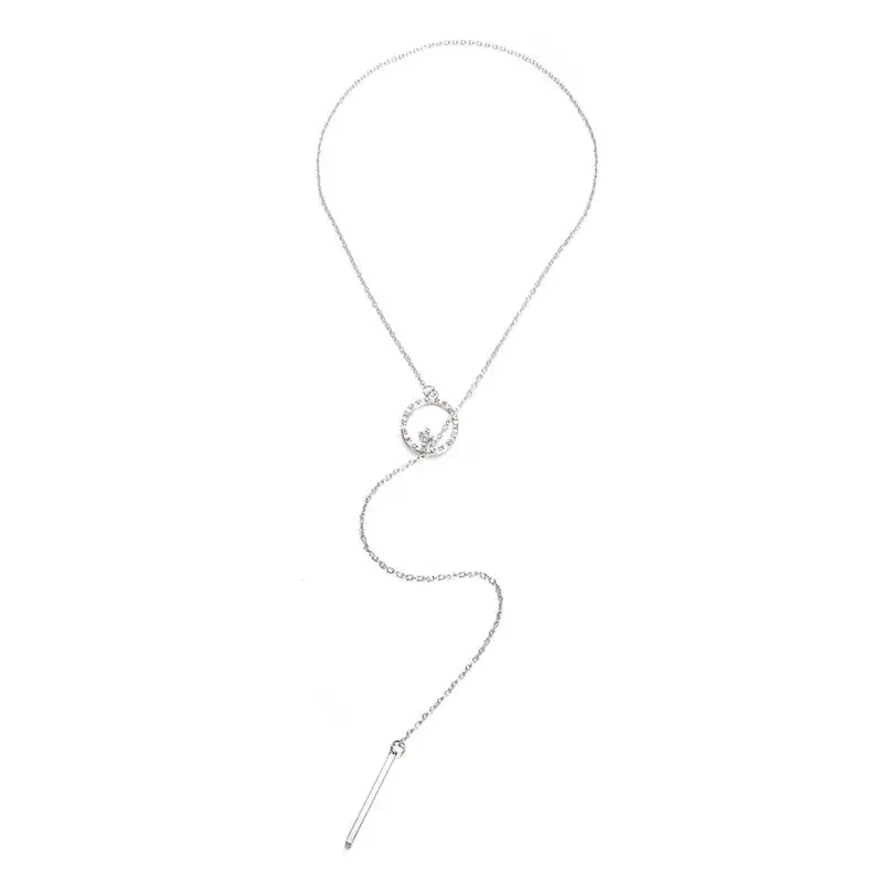 Nueva-plata-Color-cristal-Colgante-Cruz-collar-mujeres-larga-borla-declaraci-n-gargantilla-cadena-2018-Collares
