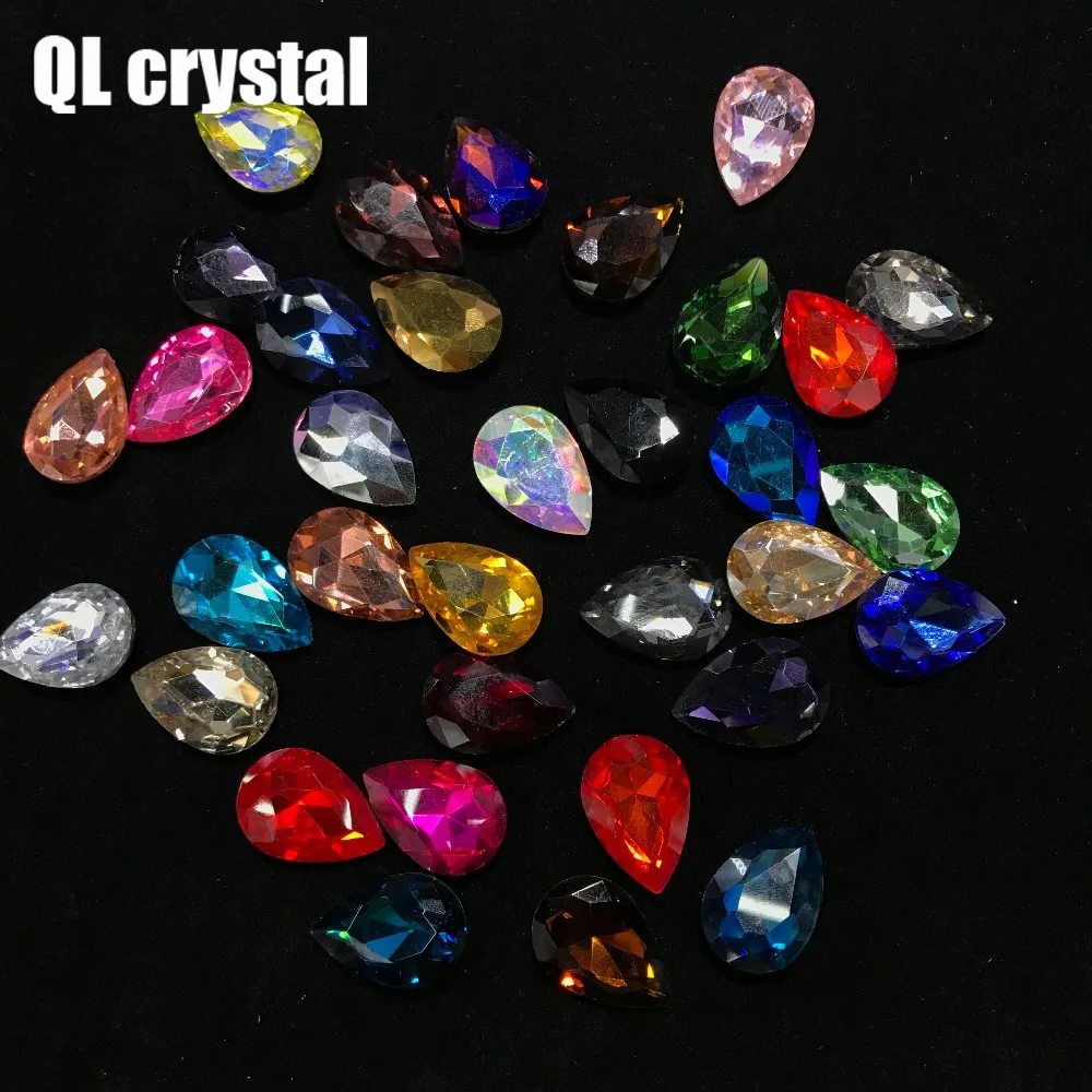 

QL Crystal 18x25,20x30mm ALL COLOR Teardrop Pointback Crystal Rhinestone High Quality for Jewelry Making DIY Accessories