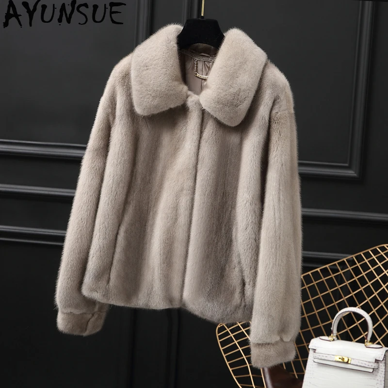 

AYUNSUE Real Mink Fur Coat Female Luxury Natural Full Pelt Fur Jackets 2019 Winter Jacket Women Short Kroean Outerwear MY3678