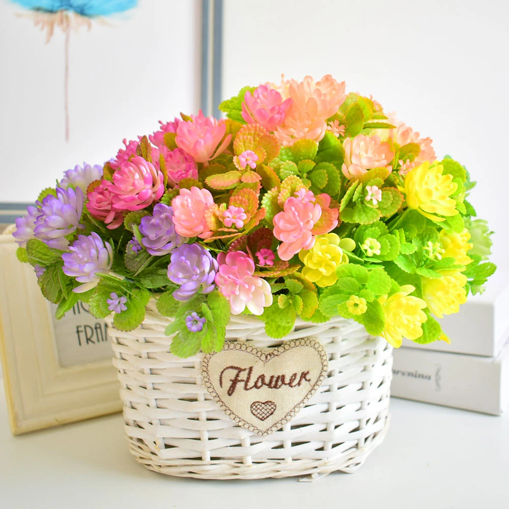 Colorful Artificial Flower Fake Succulents Green Plants Arrangements For Home Garden Table Vase Decorations Purple Yellow R Artificial Dried Flowers Aliexpress