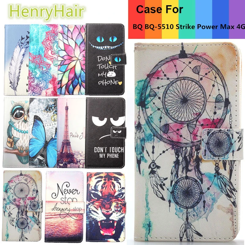 

Fashion 11 Colors Cartoon Painting PU Leather Magnetic clasp Wallet Cover For BQ BQ-5510 Strike Power Max 4G Case
