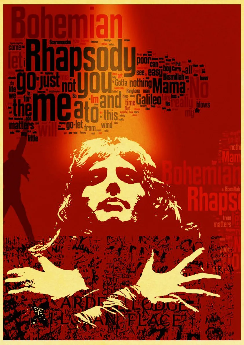 Винтажный богемный Rhapsody Фредди Меркури Queen 2018 музыкальный кинопостер крафт