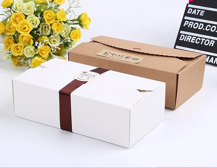 20*11*6 см большая коричневая бумажная Подарочная коробка большая коробка из крафт-картона для свадебного торта белая бумажная коробка для рукоделия
