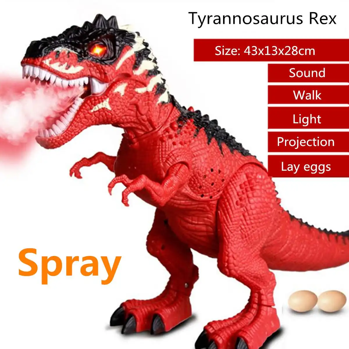 Электрический спрей динозавр освещение Звук моделирование динозавр tosspraying воды ползать развивающие Дети Рождественский подарок 2 цвета - Цвет: Red Spray