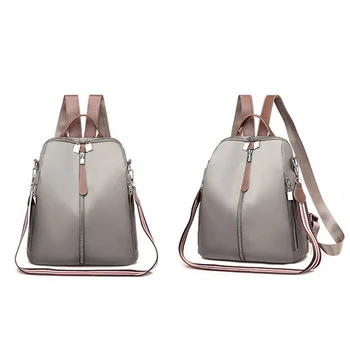 

Double Zipper Backpack Multi-Function Oxford Cloth Fashion Wild Canvas Casual Ladies Travel Backpack