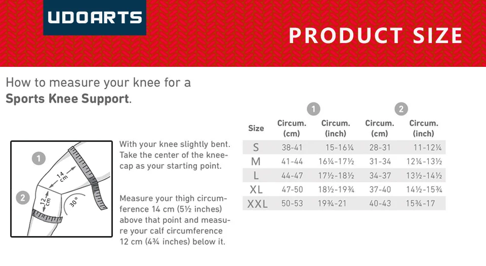 Udoarts Спортивная поддержка колена(1 пара