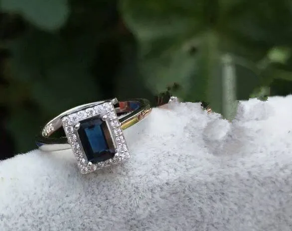Кольцо с натуральным Синим Сапфиром И драгоценным камнем, кольцо с натуральным драгоценным камнем из серебра S925 пробы, Трендовое классическое квадратное женское свадебное Подарочное ювелирное изделие