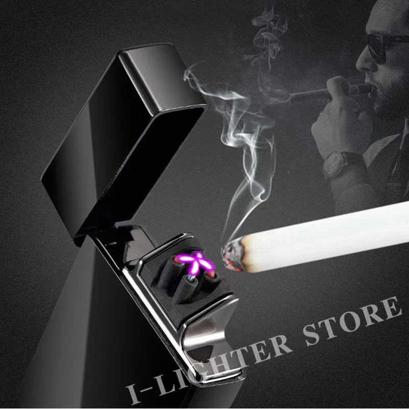 Rechargeable-USB-Lighter-Double-Arc-Laser-Induction-Electronic-Cigarette-Lighters-Flameless-Windproof-Electric-Lighter-Plasma
