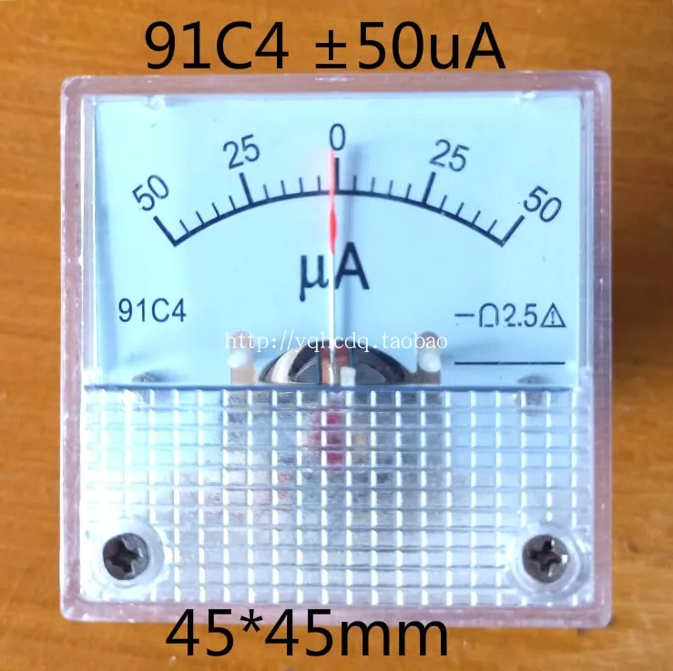 Аналоговый панельный измеритель тока 91C4-50uA ± 50uA 250uA 1A амперметр постоянного для