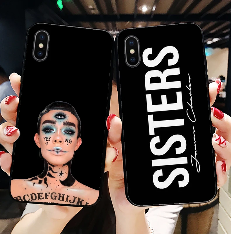 

Sisters James Charles Simple letter black soft TPU phone back cover for iPhone XR 7 8 6Plus SE 5 5S 6 6S 7 8Plus MAX XS X