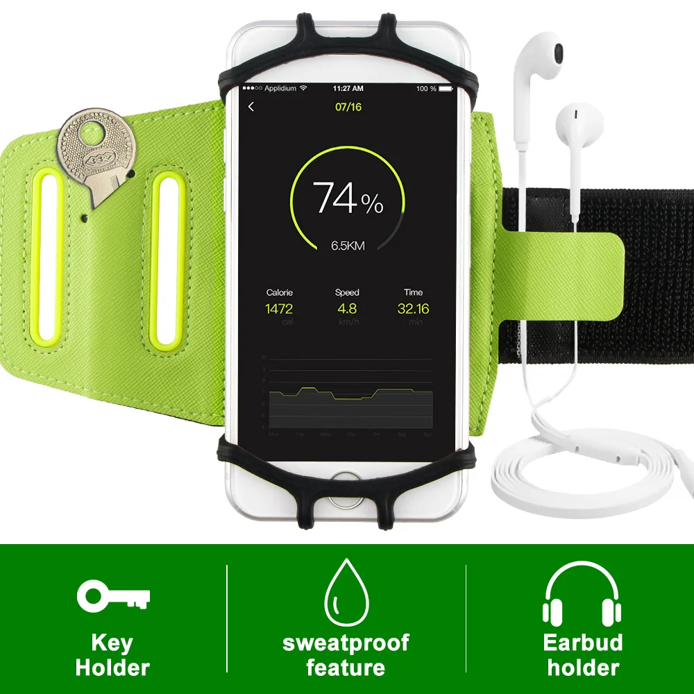 POWSTRO weatproof Спорт повязки чехол телефона бег рука мешок для IPhone 7 8 Plus X samsung Пеший