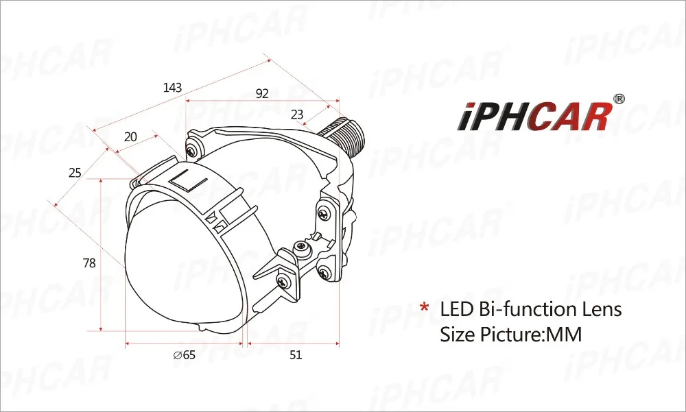 IPHCAR автомобильный Стайлинг супер яркий светодиодный объектив проектора с белым светодиодный Ангел Halo Высокий Низкий Луч Bi светодиодный объектив фары