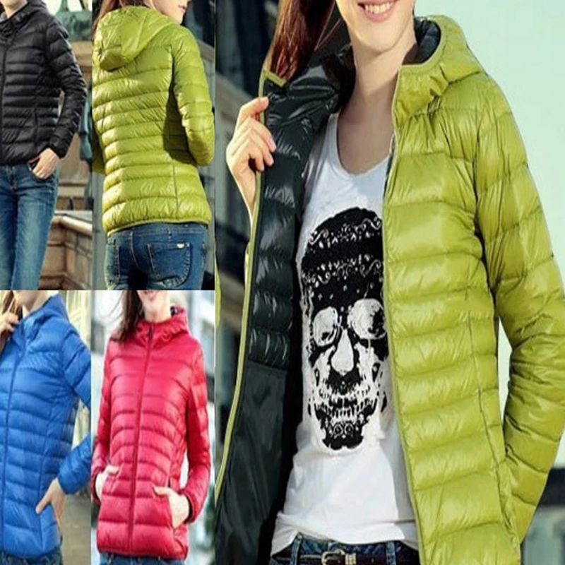 

Long Sleeve Solid Parkas Coat Women Autumn Winter Hooded Warm Zipper Coats