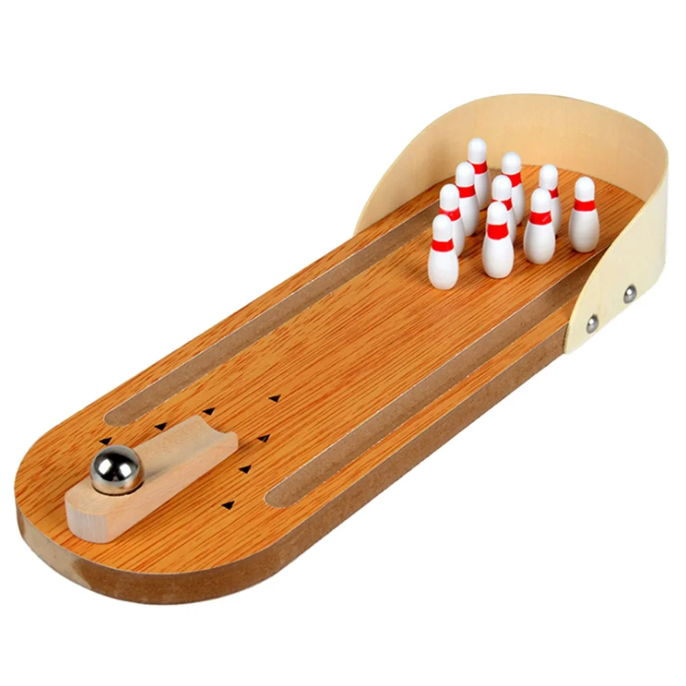 

Wooden Mini Bowling Game Interactive Educational Desktop Toys Children's Bowling Sport Games Toys