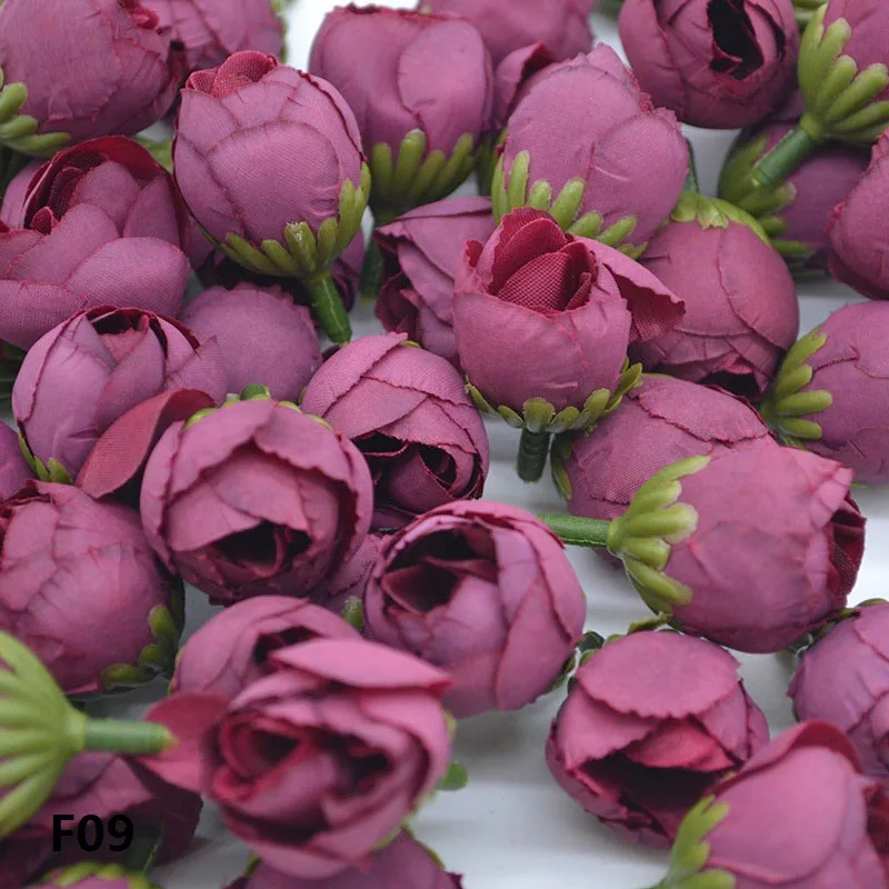 20 шт шелковые чайные бутоны с розами искусственные цветы для дома Свадебные украшения для самодельного изготовления материал подарки принадлежности для скрапбукинга - Цвет: F09