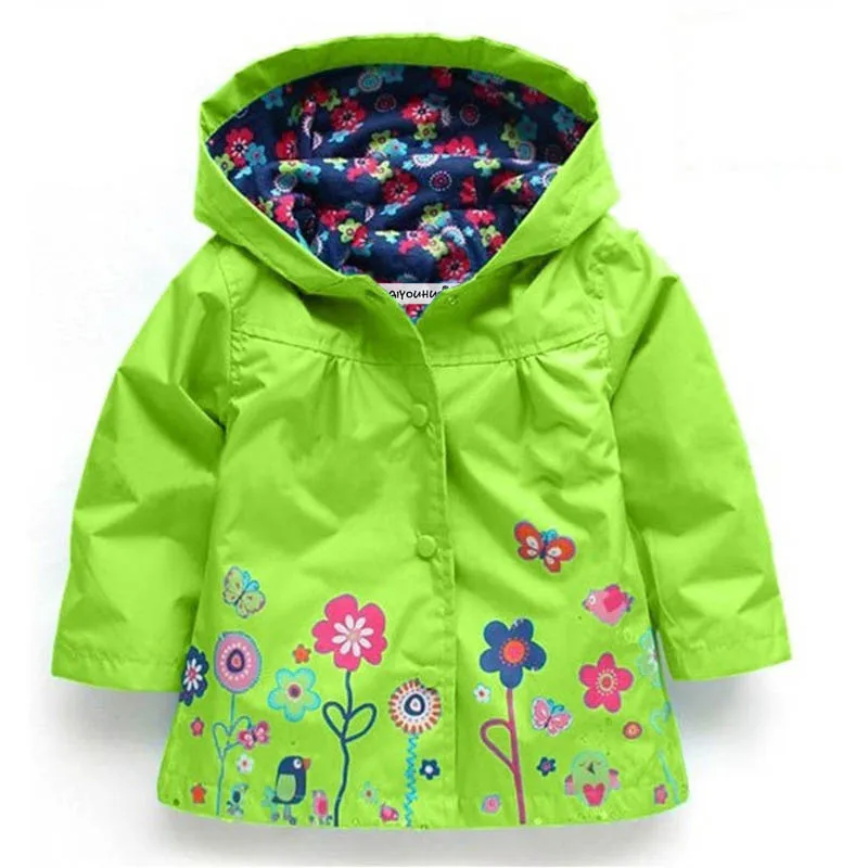 Куртка для девочек, детский дождевик, Водонепроницаемые Дождевики для мальчиков Одежда для девочек, верхняя одежда пальто для мальчиков детская одежда с капюшоном от 2 до 6 лет - Цвет: Green