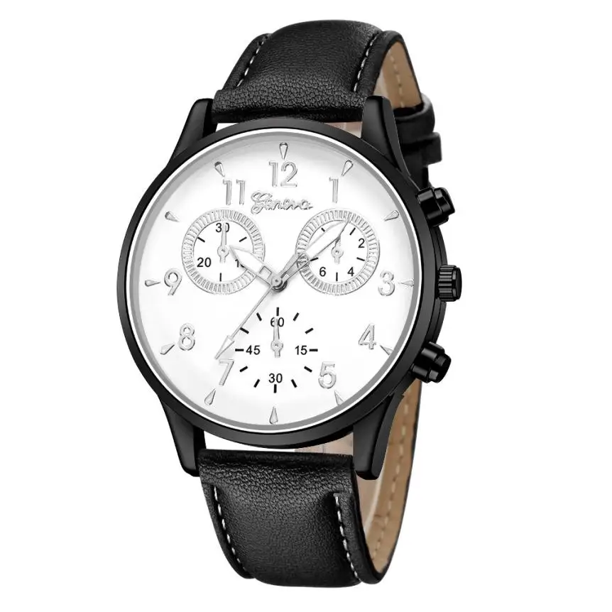 Люксовый бренд Мужские часы водонепроницаемые кожаные военные повседневные Аналоговые кварцевые наручные часы бизнес класса Relogio masculino# L05 - Цвет: Black