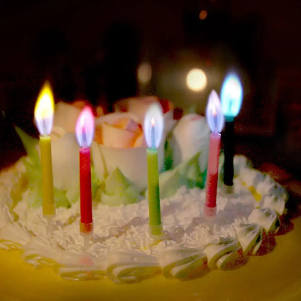 5pcs colorful birthday cake candles safe 5 kinds color flames wedding birthday party dessert decorations gift