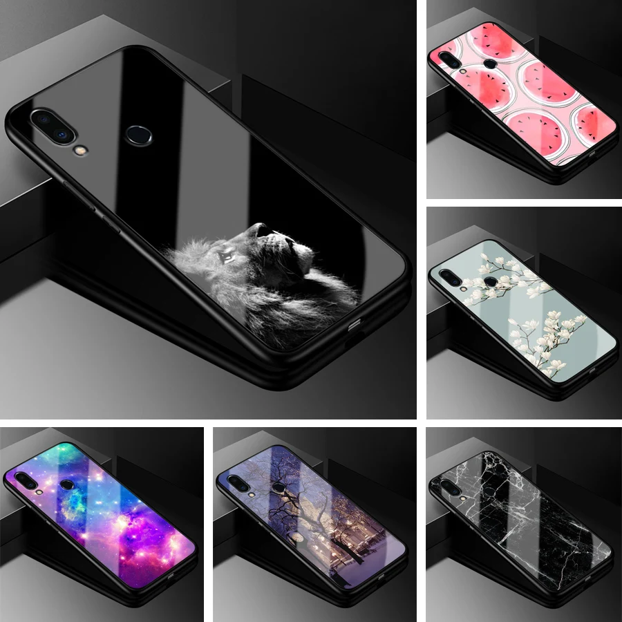 

For Meizu Note 9 Case PC Plastic Glass Phone Case Black TPU Bumper Cover for Meizu M9 Note Note9 Note 9 Tempered Glass Cover