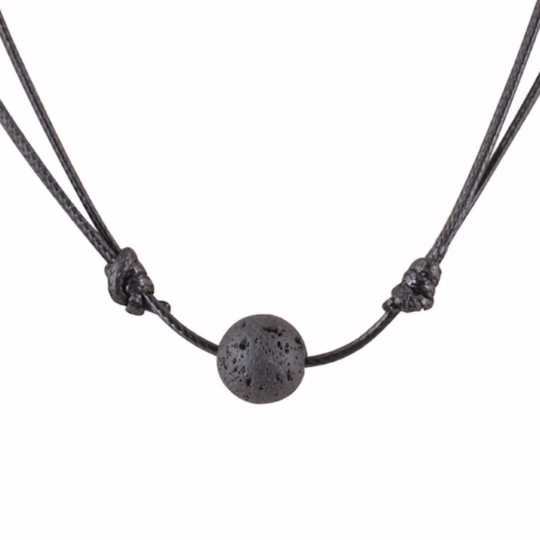 

Adjustable Leather Choker Necklace Shellhard Black Lava Rock Essential Oil Diffuser Pendant Necklaces For Women Jewelry Bijoux