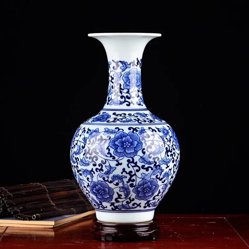 Jingdezhen антикварные синие и белые фарфоровые вазы сцепляющийся Лотос дизайнерское