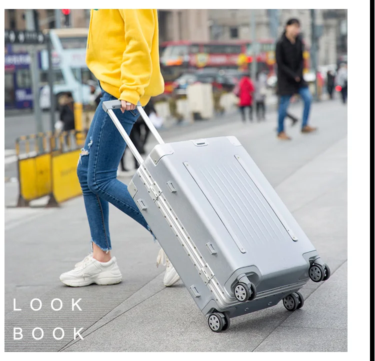 Letrend алюминиевая рама Скалка багаж Спиннер Студенческая дорожная сумка чемодан на колесиках тележка 20 дюймов переноска паролем багажник