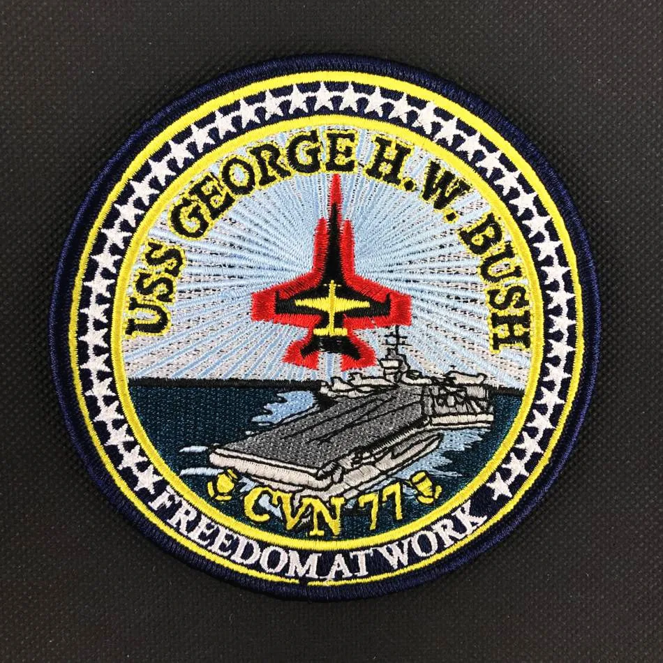 USS GEORGE H.W.BUSH CVN 77 нашивка с вышивкой тактическая патч ткань моральный браслет