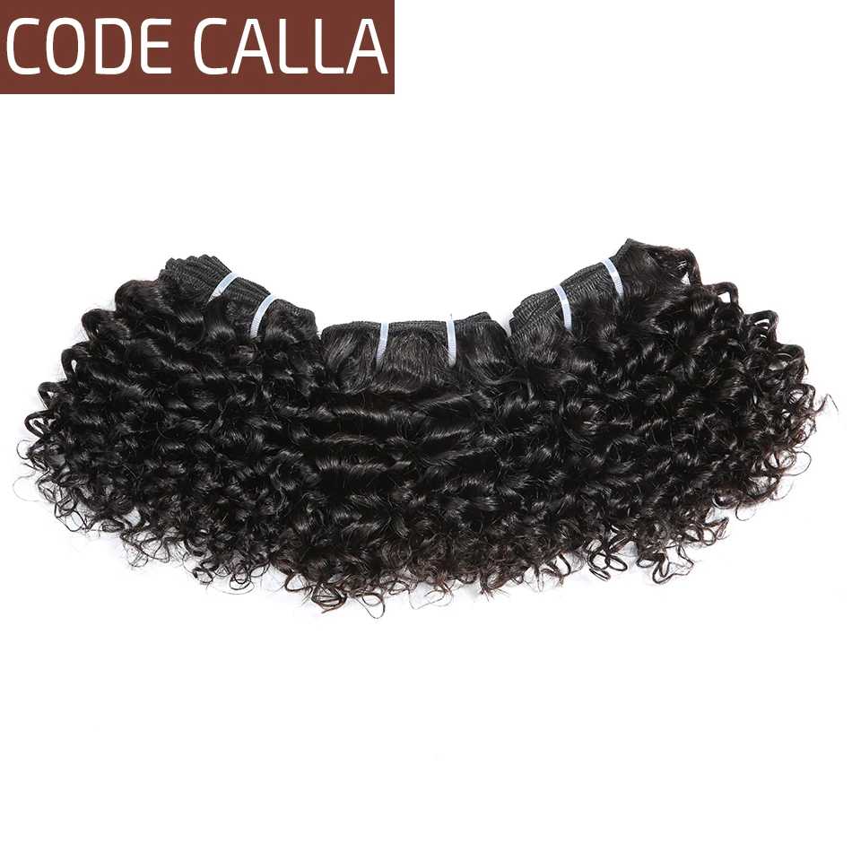 Code Calla Short-cut Human Hair Pre-Colored Raw Virgin Bundles 3 PCS/Lot 6 Inch Brazilian Kinky Curly Weave 6 PCS Can Make A Wig