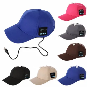 

50pcs Wireless Bluetooth Hat Cap music Receiver for iphone Baseball cap Hat man woman Spring Summer Casual cotton sunhat
